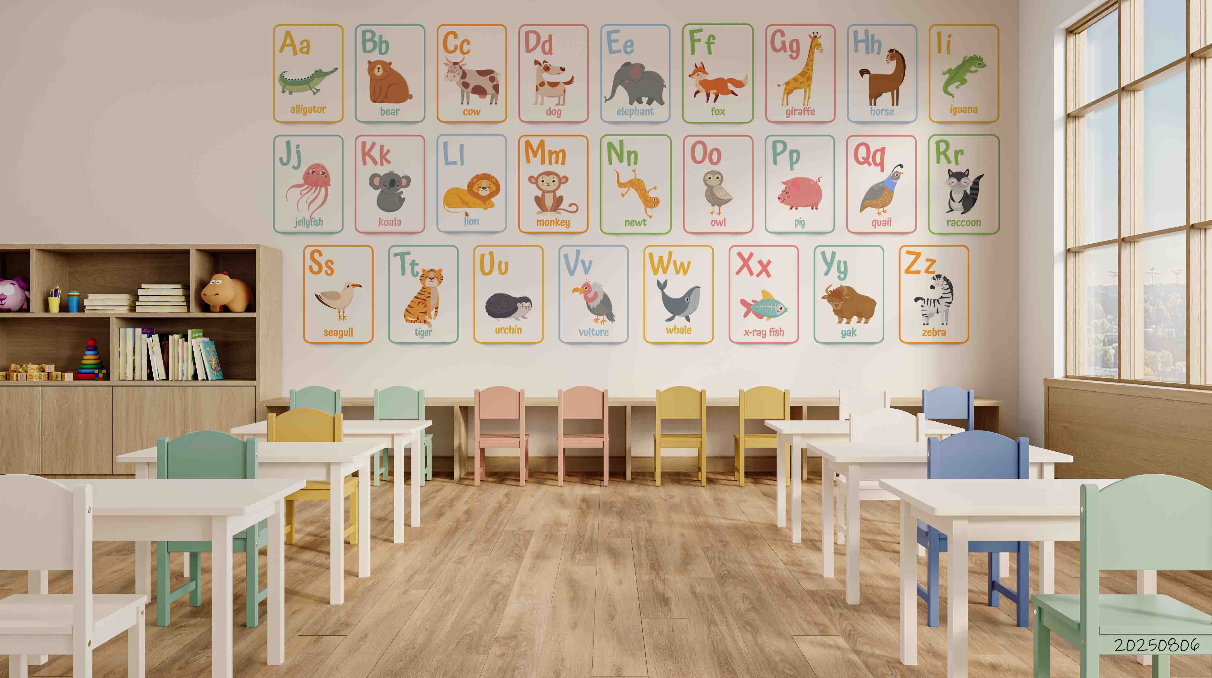 3D Childcare Nursery School Cartoon Kids Animals Letters Wall Mural Wallpaper JN 68
