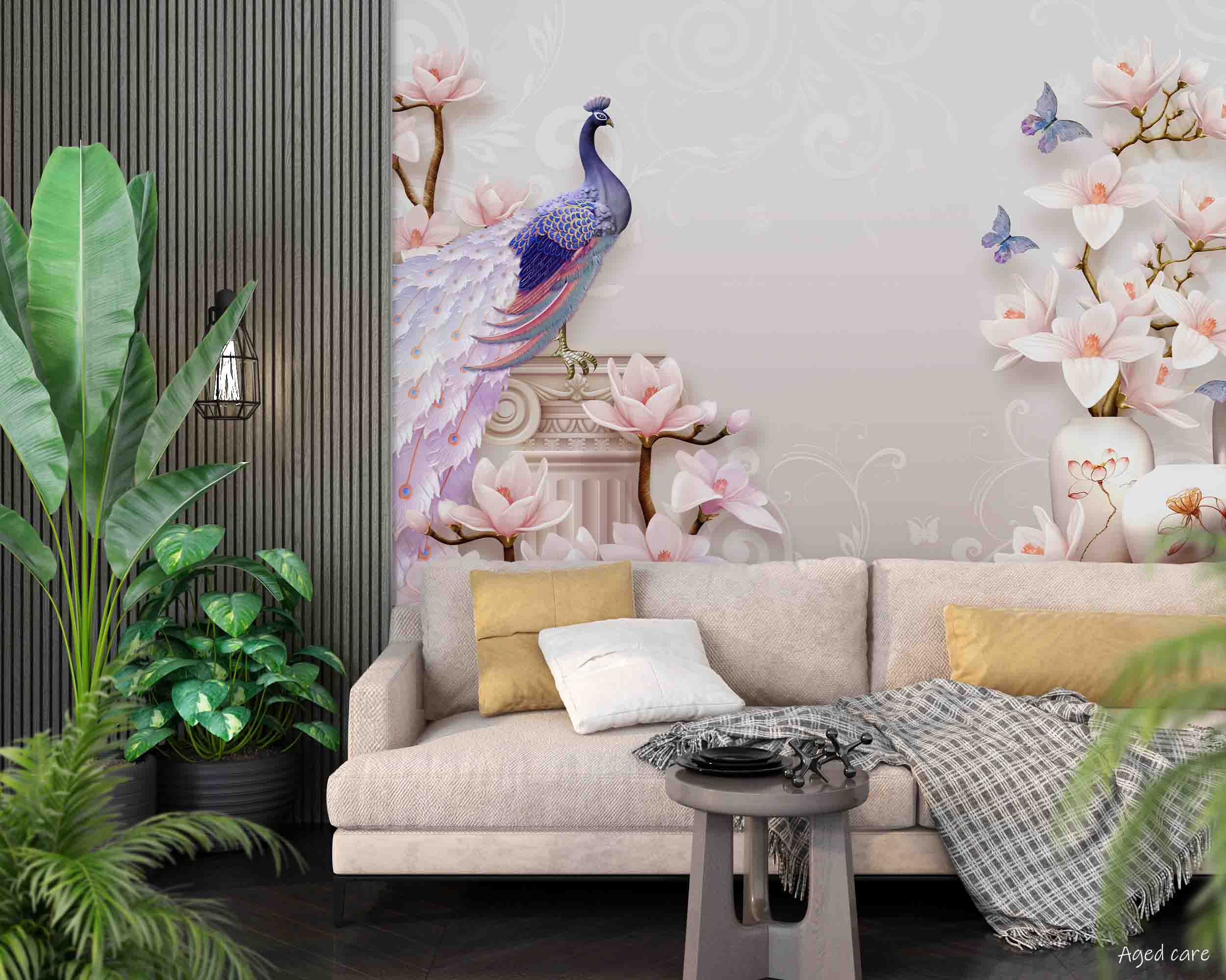 3D Aged Care Retirement Home Gerocomium Rest Home Peacock Floral Wall Mural Wallpaper 36