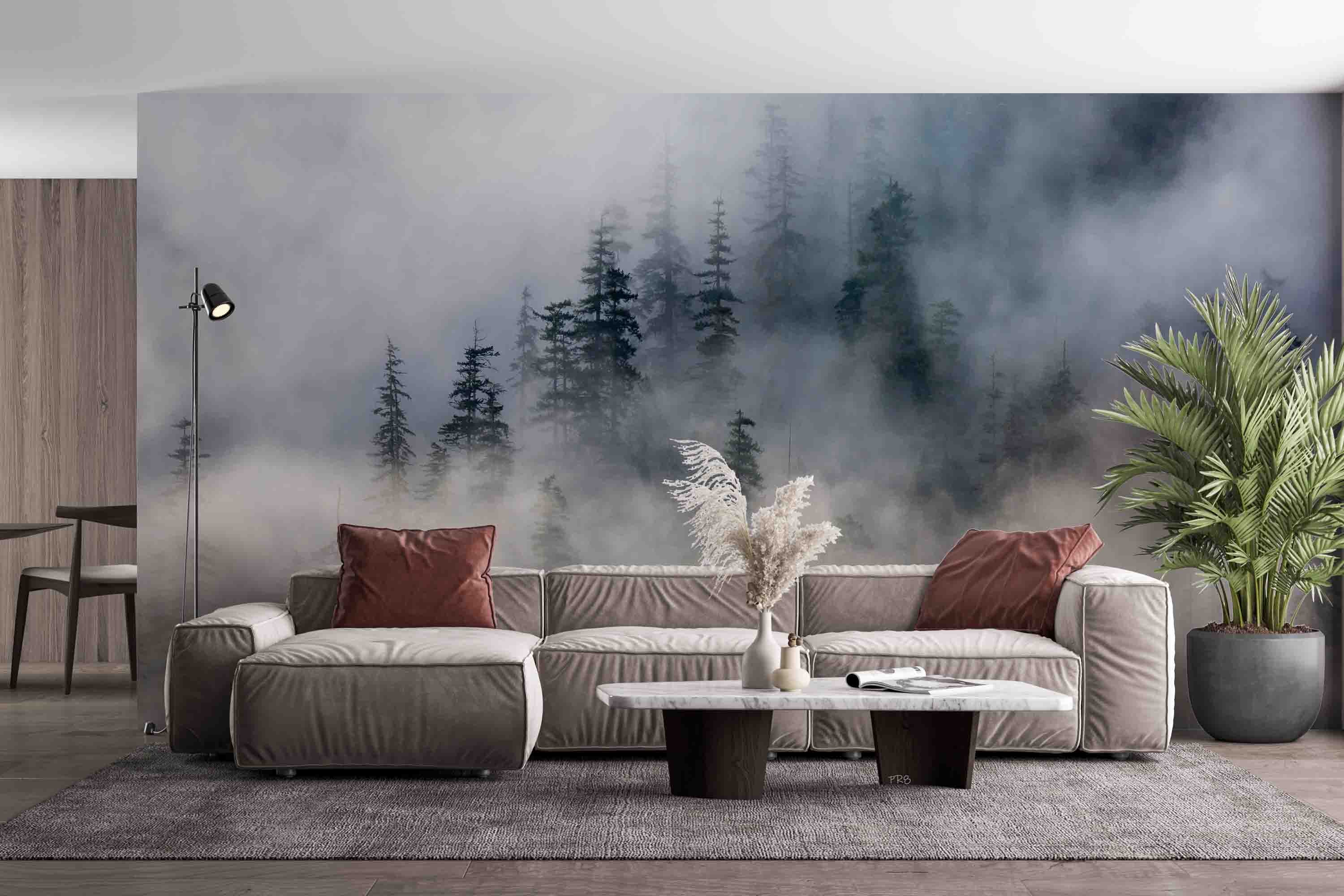 3D Forest Trees Misty Scenery Wall Mural Wallpaper GD 4522- Jess Art Decoration