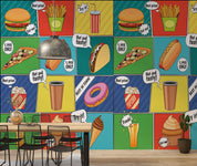 3D Fast Food Comic Colorful Background Advertising Poster Wall Mural Wallpaper GD 4905- Jess Art Decoration