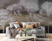 3D Abstract Grey Tree Wallpaper Wall Mural Wall Decor Wall Art Wall Sticker Remoable Wallpaper LQH 9