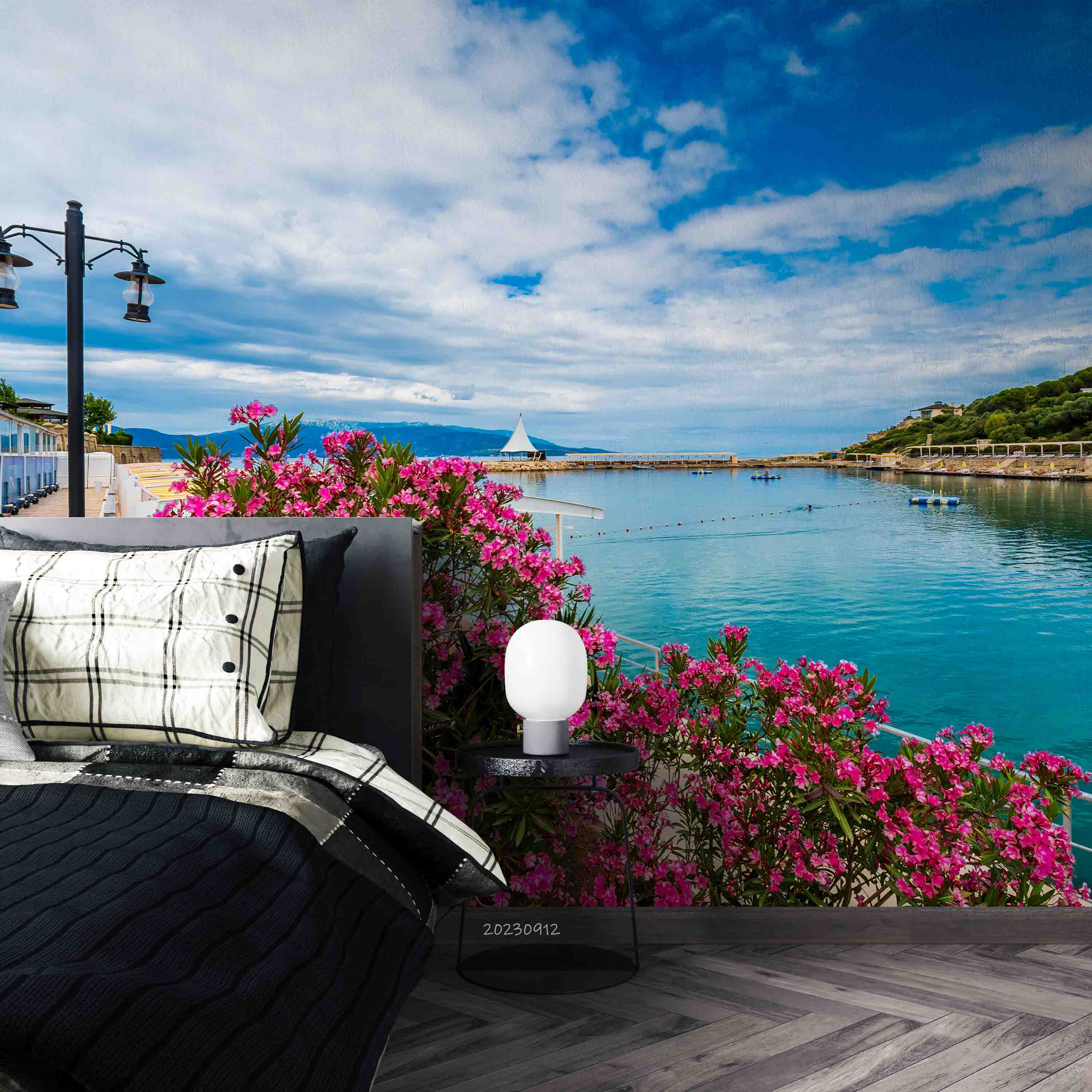 3D Sea Floral Mountain Cloud Sky Road House Wall Mural Wallpaper YXL 2618