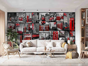 UK Street Red Telephone Booth Bus Guard Wallpaper urban graffiti wall mural for teen room, studio or feature wall - view 2