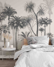 3D Misty Palm Tree Forest soft tropical palm landscape wall mural wallpaper for bedroom