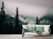 3D Tall Trees Forest Mountains Covered Fog Wall Mural Wallpaper GD 3209- Jess Art Decoration
