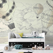 3D World Map Hydrogen Balloon Gray Wall Mural Wallpaper YXL 316