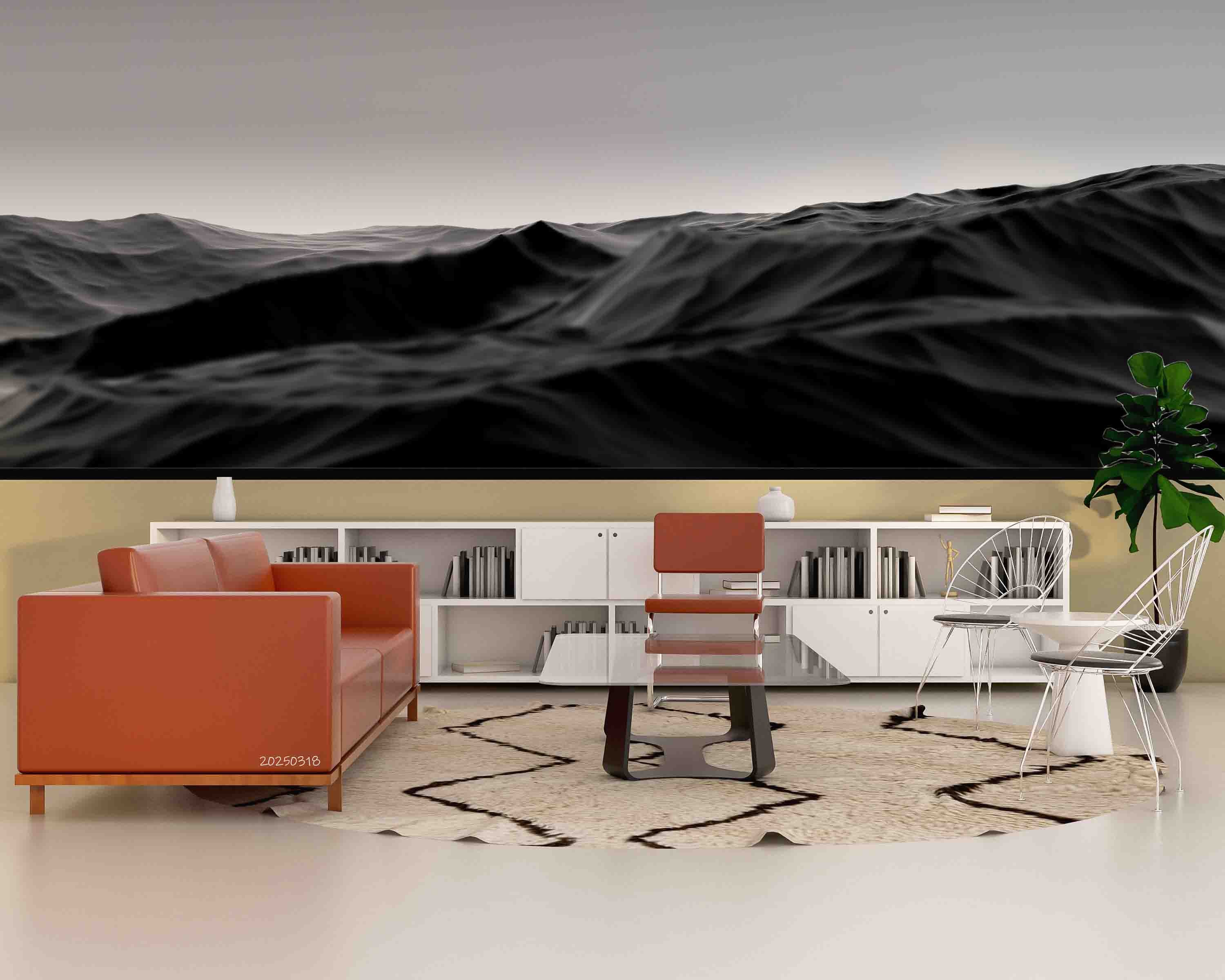 3D Grey Sky Mountain Range Natural Landscape Wallpaper Wall Mural Wall Decor Wall Art Wall Sticker Remoable Wallpaper 2