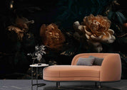 3D Orange Floral Bouquet Dark Background Wallpaper Wall Mural Wall Decor Wall Art Wall Sticker Remoable Wallpaper