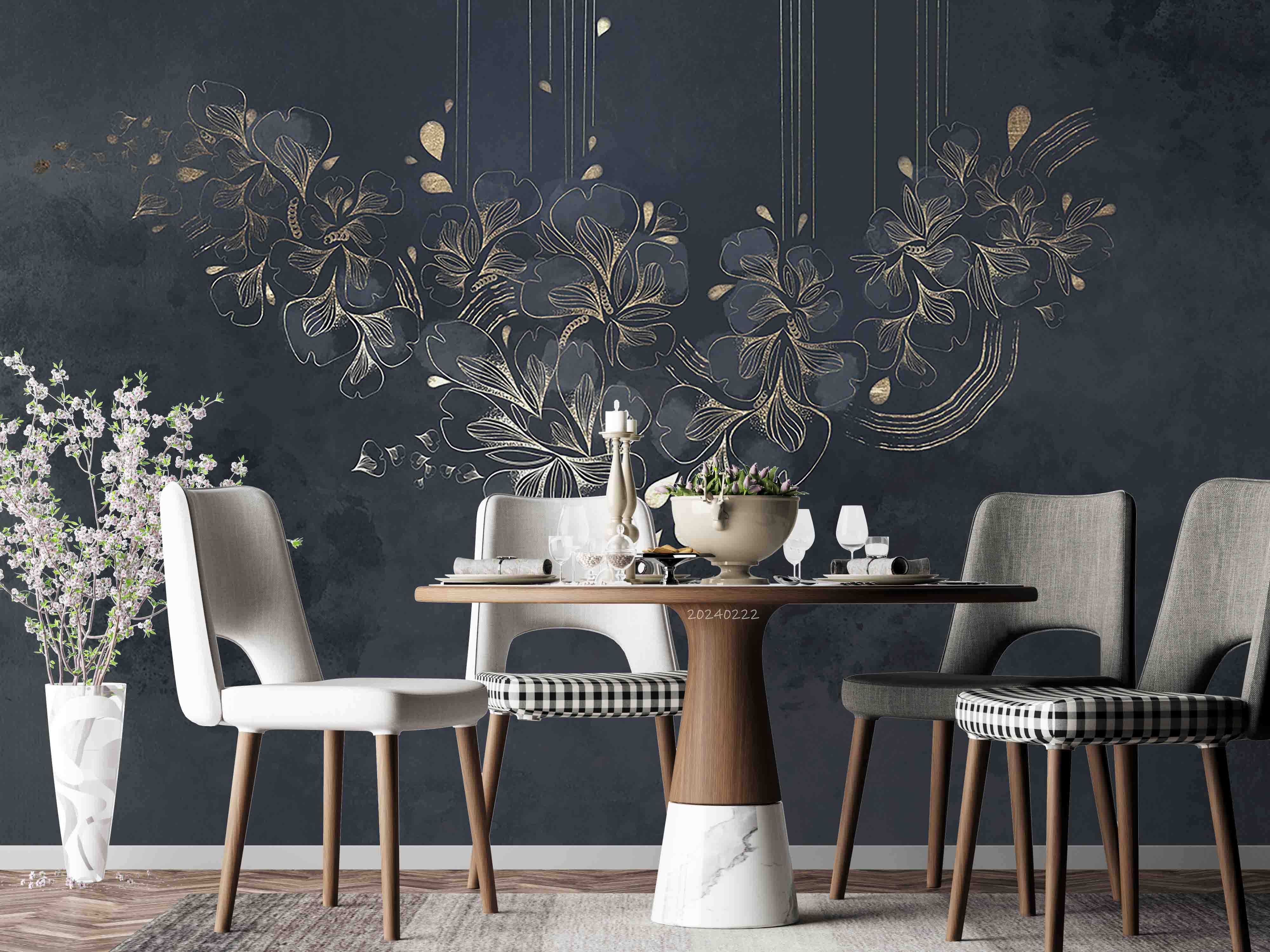 3D Abstract Grey Floral Leaf Wallpaper Wall Mural Wall Decor Wall Art Wall Sticker Remoable Wallpaper LQH