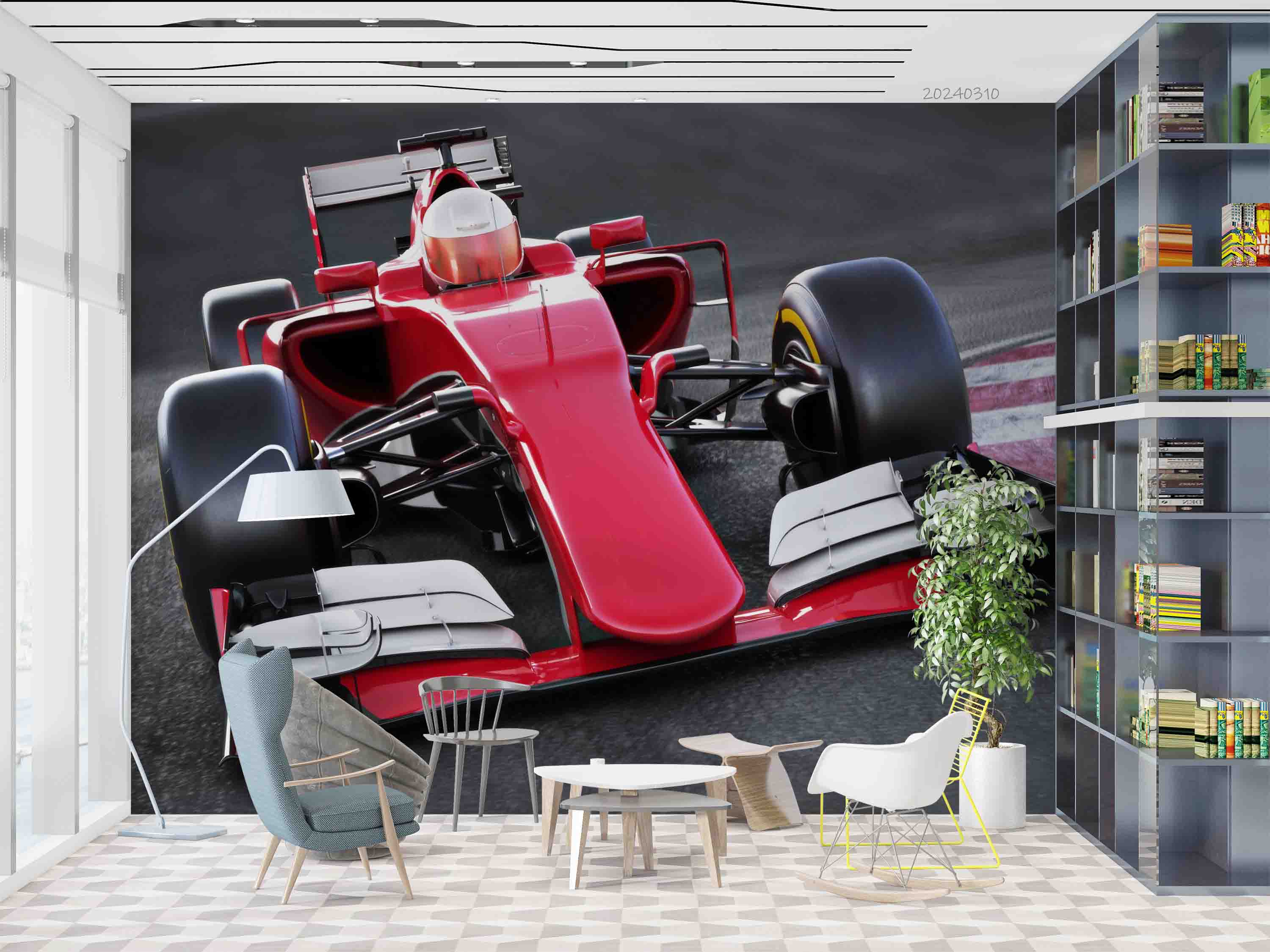 3D Red F1 Formula One Racing Wallpaper Wall Mural Wall Decor Wall Art Wall Sticker Remoable Wallpaper