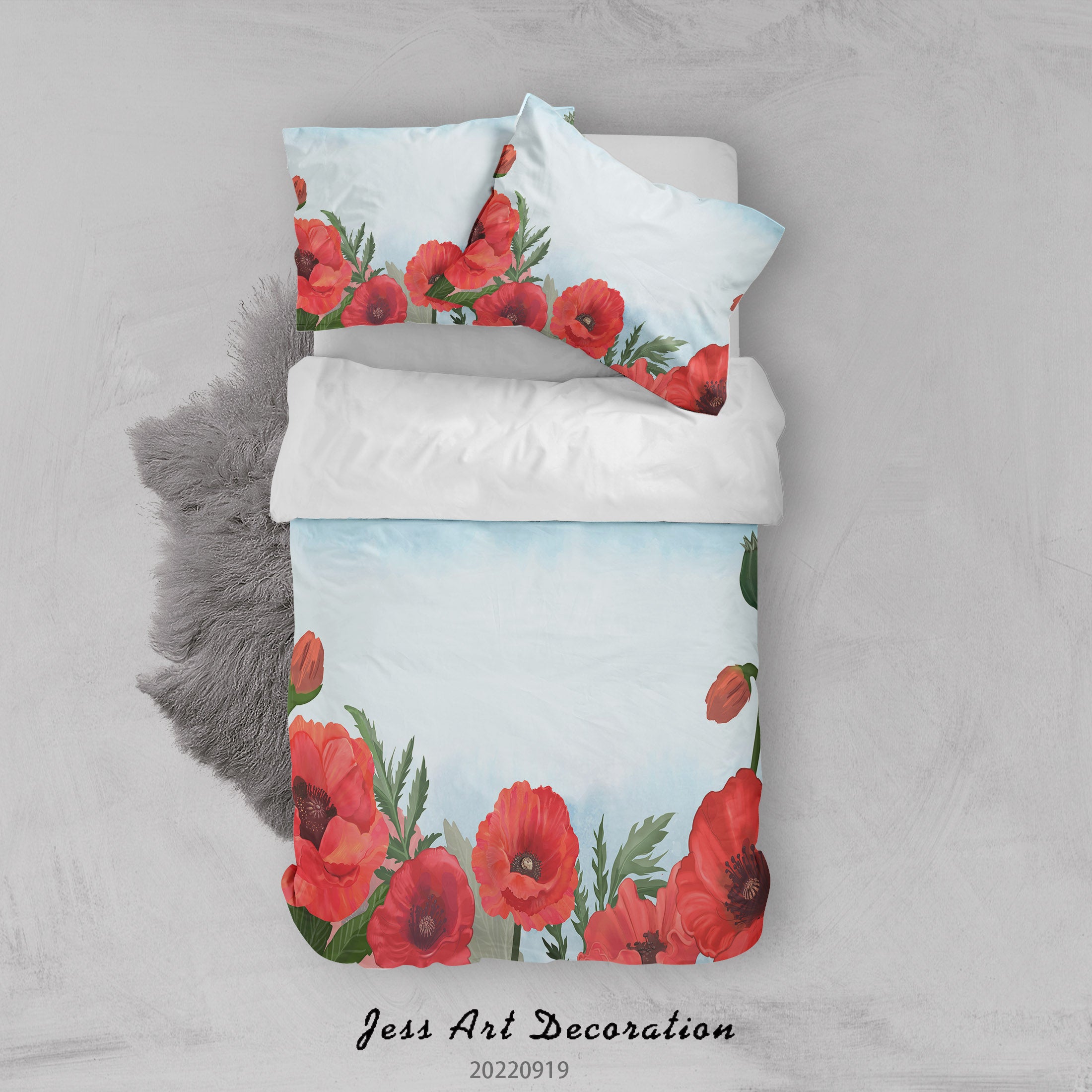 3D Floral Orchid Blue Leaf Quilt Cover Set Bedding Set Duvet Cover Pillowcase 233