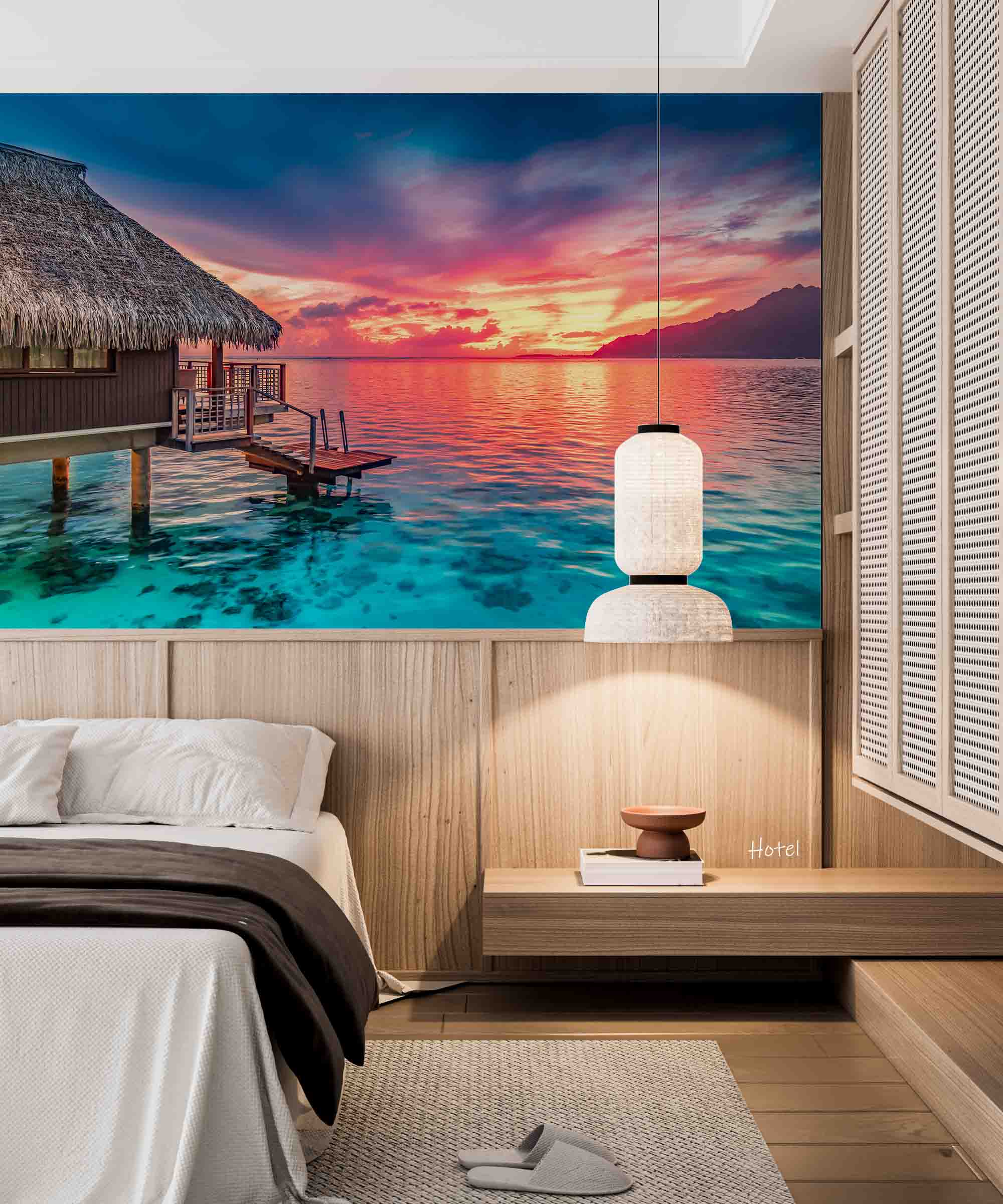 3D Hotel Inn Motel Hostel Resort Manor Scenery Sea Wall Mural Wallpaper 28