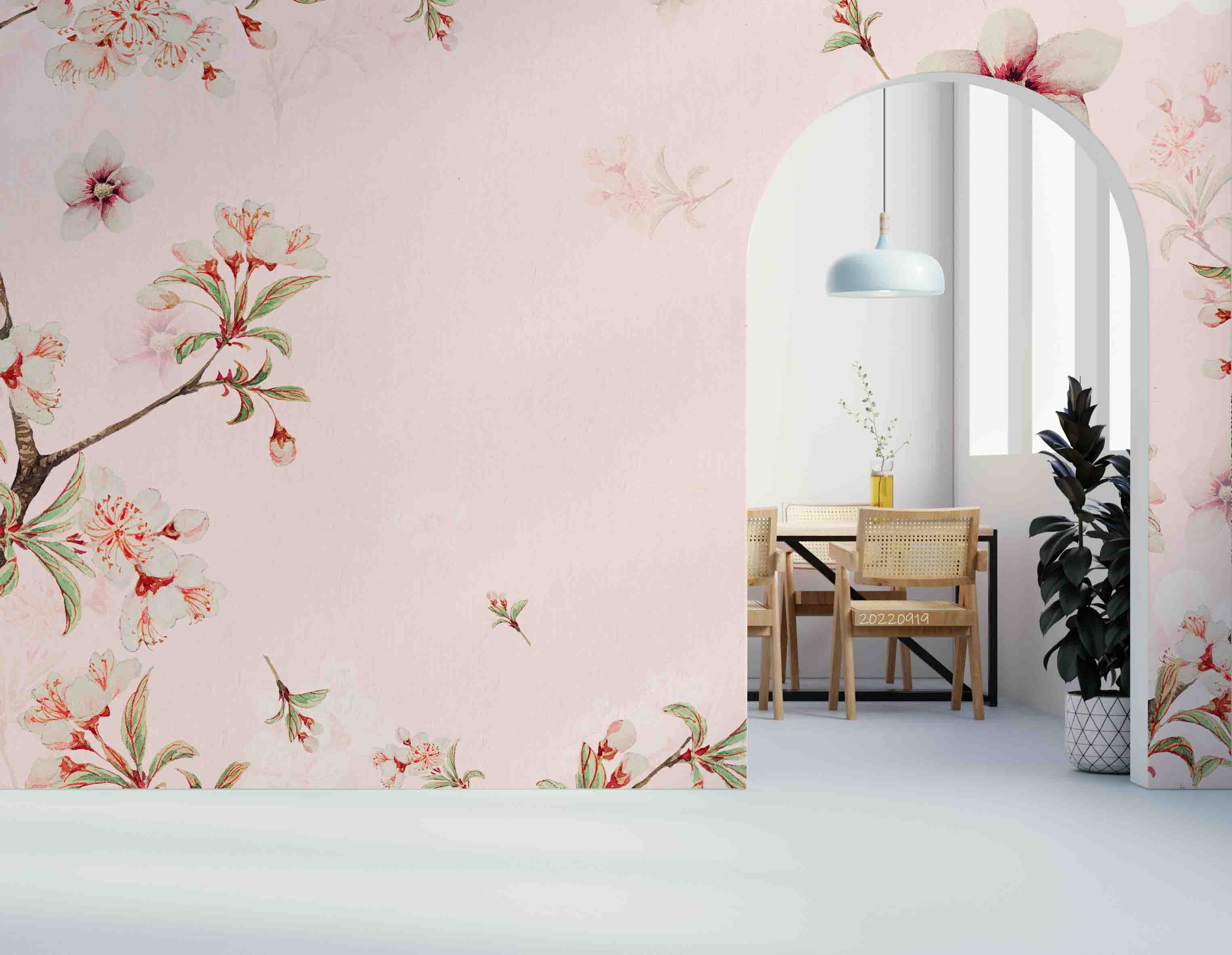 3D Vintage Japan Floral Border Peach Blossom Hibiscus Wall Mural Wallpaper GD 3416- Jess Art Decoration