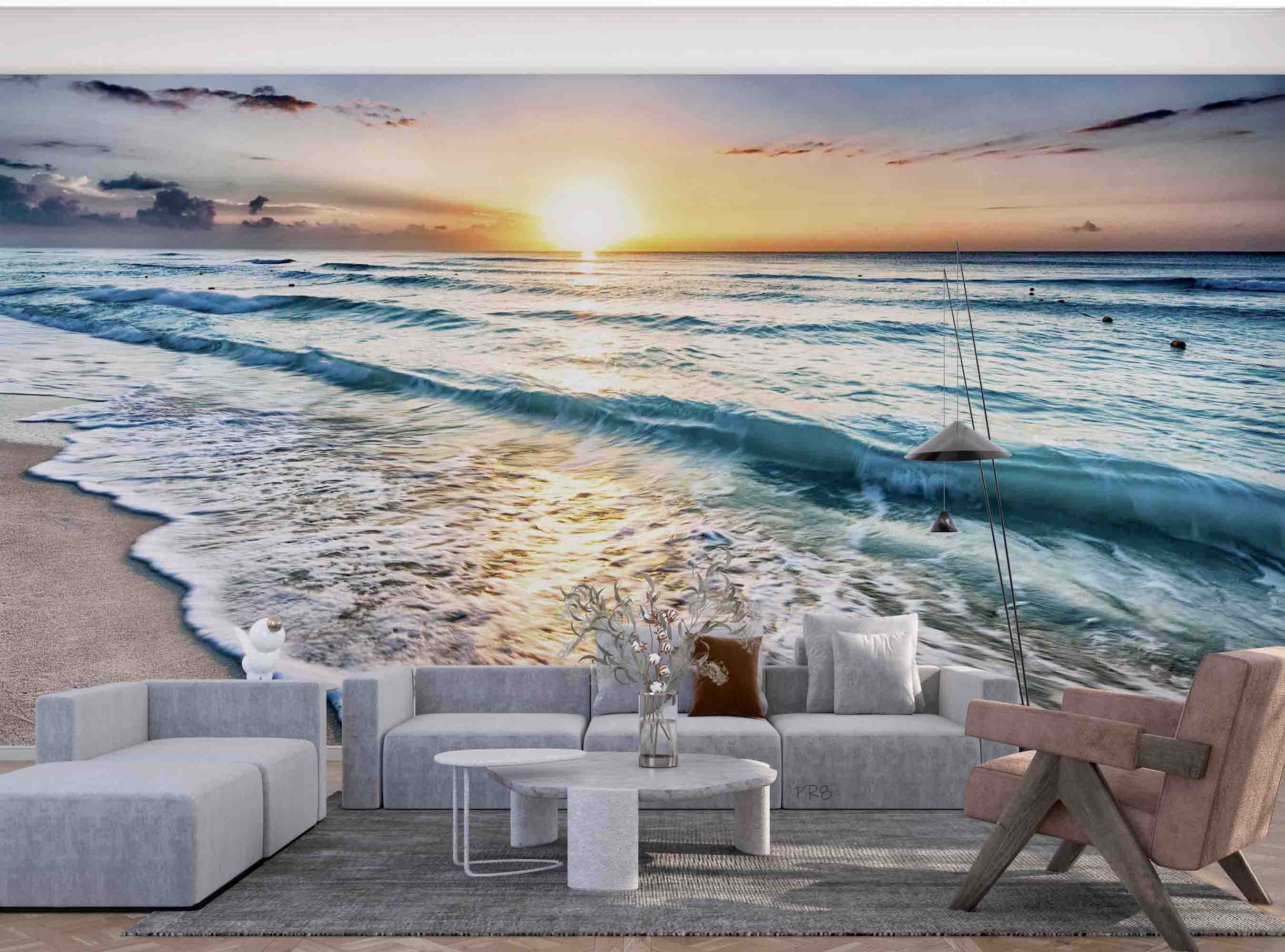 3D Beach Wave Sea Sunrise Landscape Wall Mural Wallpaper GD 4569- Jess Art Decoration