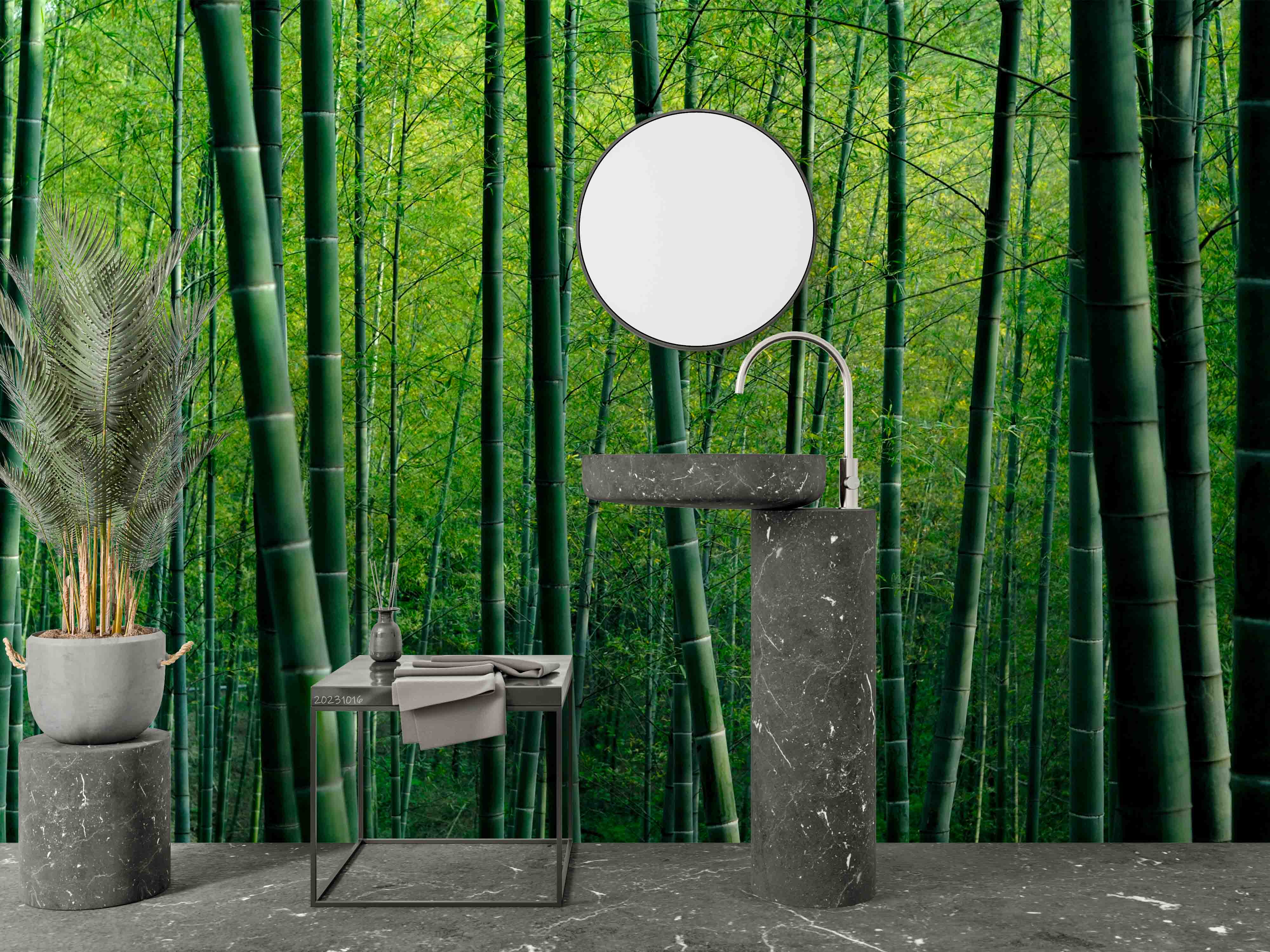 3D Bamboo Pole Leaf Green Wall Mural Wallpaper YXL 2946