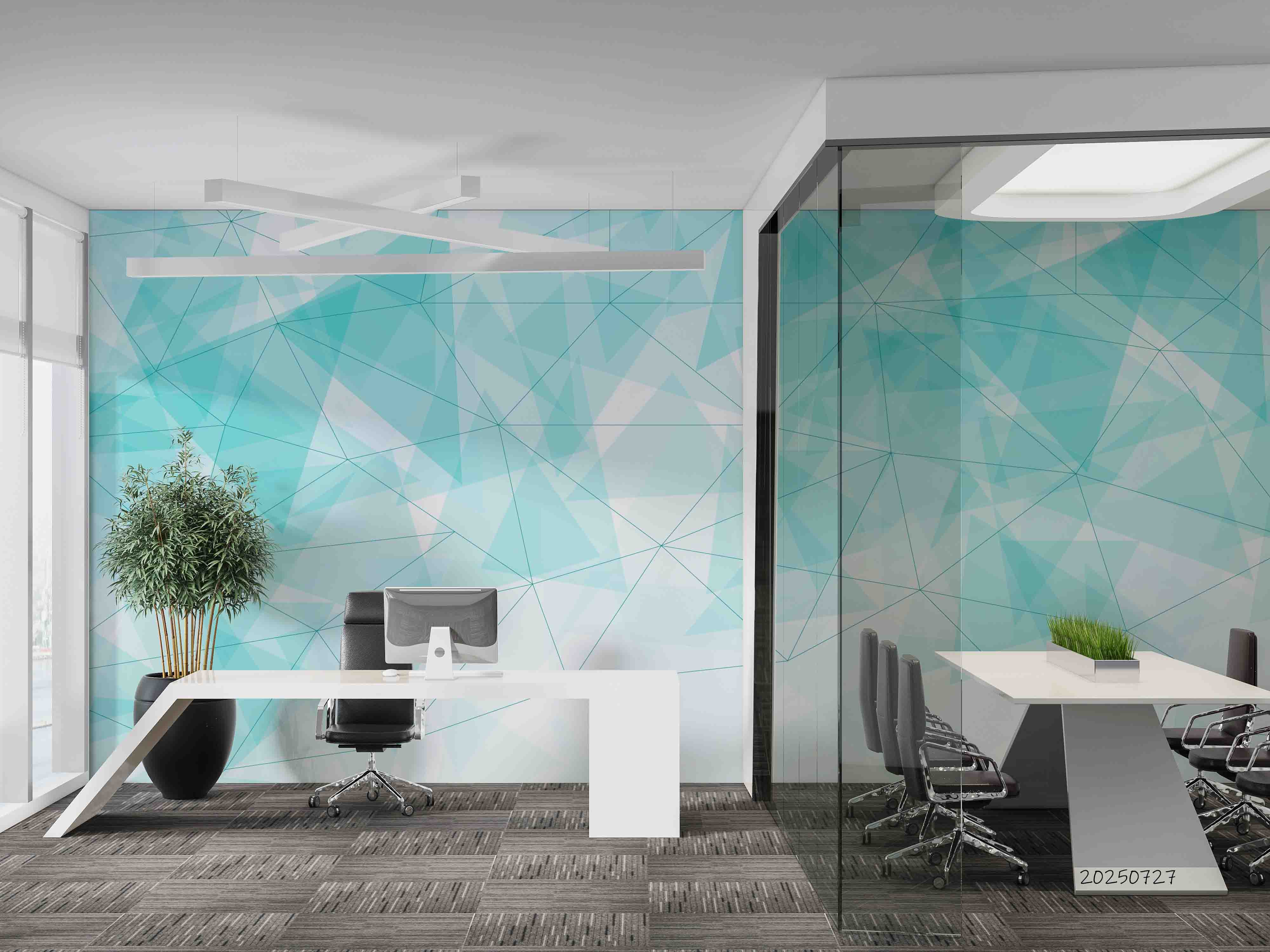 3D Office Business Commerce Geometric Lines Wall Mural Wallpaper 30
