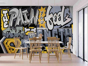 Graffiti Letter Black Wallpaper typography graffiti wall mural for teen room or studio - view 3