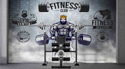 3D Bodybuilder Barbell Brick Wall Background Wall Mural Wallpaper GD 4143- Jess Art Decoration