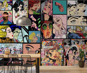 Retro Graffiti Magazine Illustration Wallpaper urban graffiti wall mural for teen room, studio or feature wall