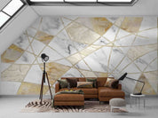 3D Marble Ellipse Rhombus Triangle Line Wall Mural Wallpaper YXL 563