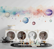 3D Watercolour The Earth Damaskeen Wall Mural Wallpaper YXL 216