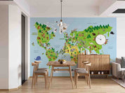 3D Cartoon Family Map Animal Plant Wall Mural Wallpaper GD 3677- Jess Art Decoration