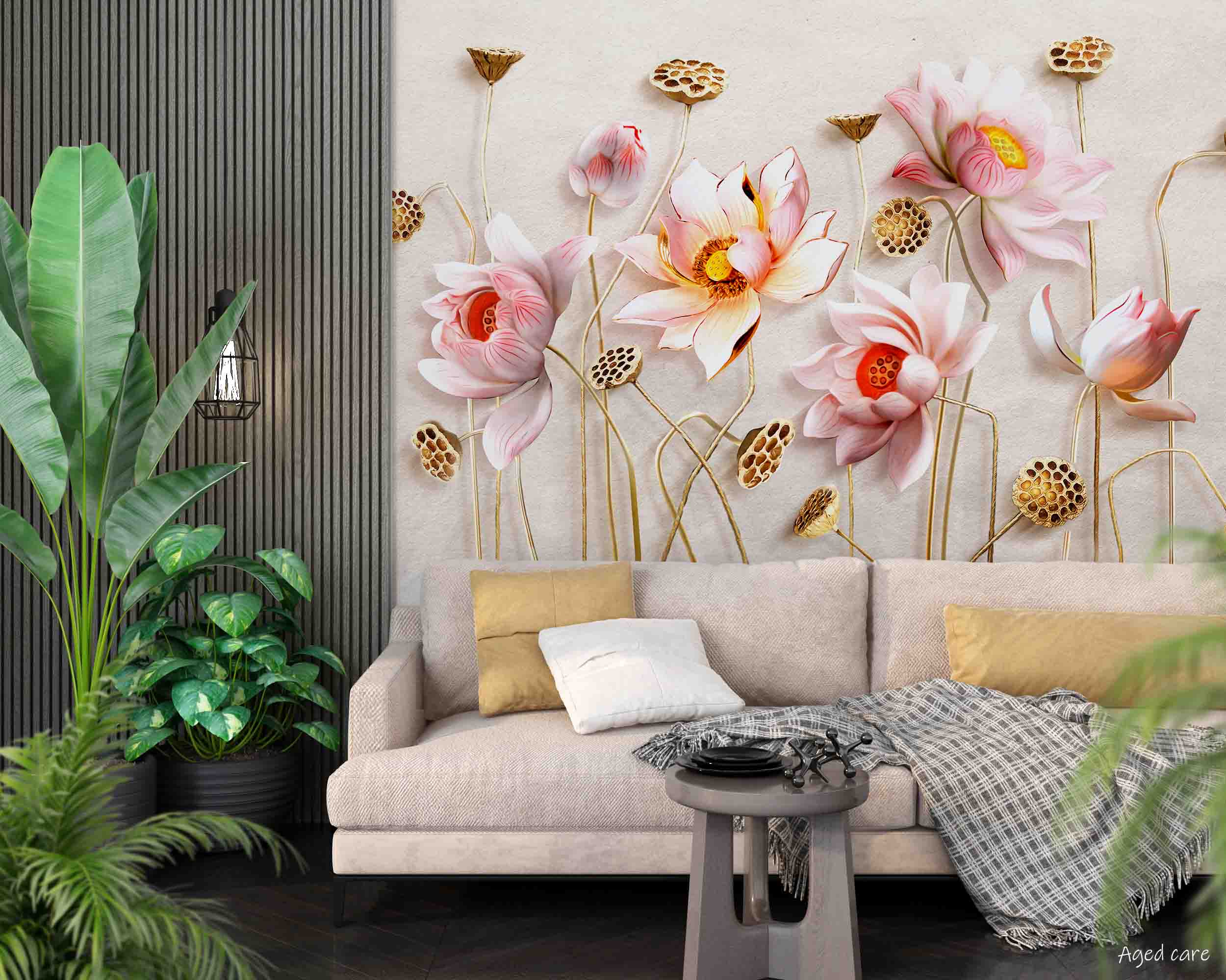 3D Aged Care Retirement Home Gerocomium Rest Home Lotus Floral Wall Mural Wallpaper 31