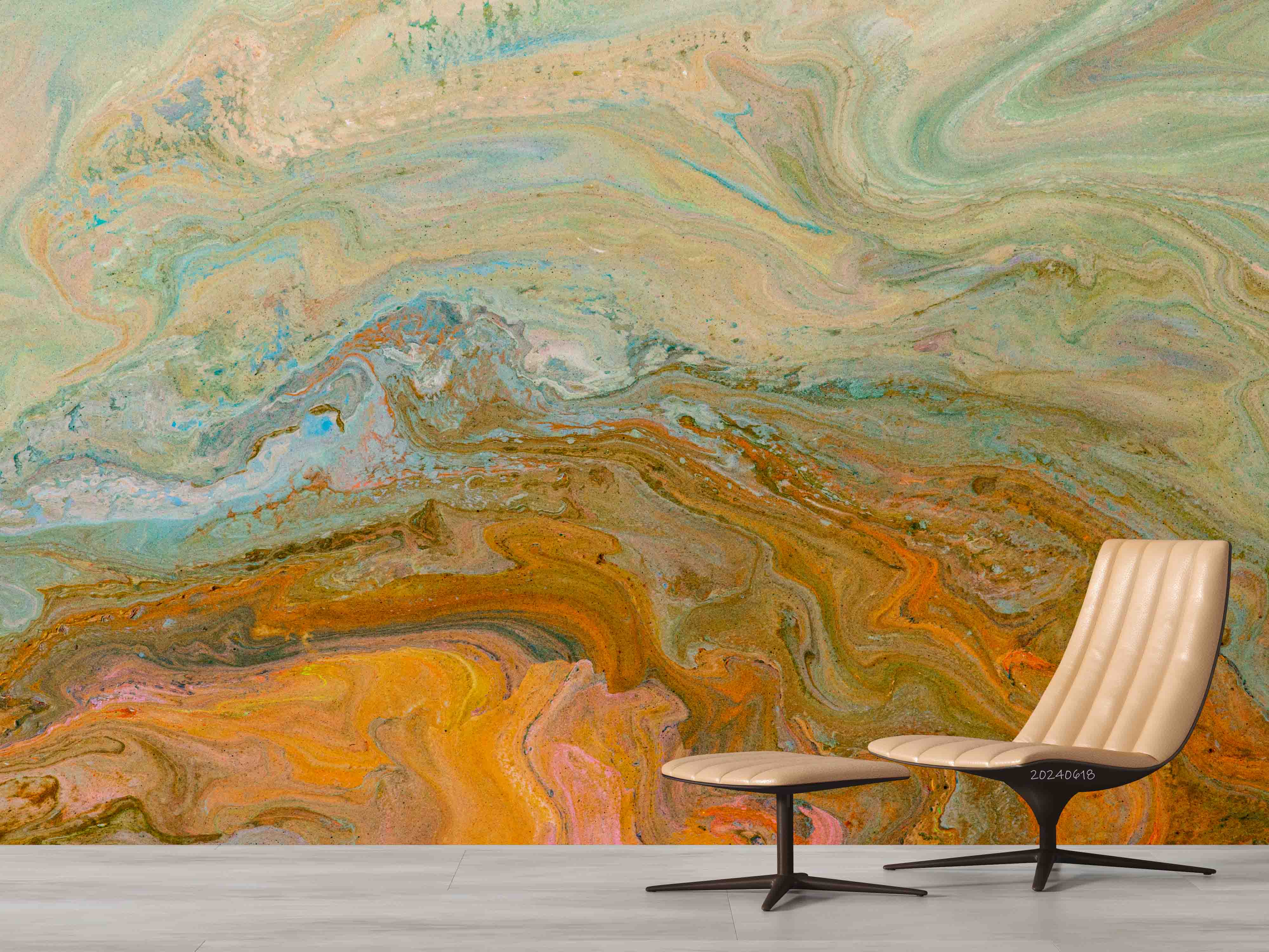 3D Abstract Damaskeen Float Wave Wall Mural Wallpaper YXL 603