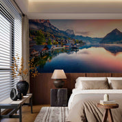 3D Hotel Inn Motel Hostel Resort Manor Scenery Mountains River Wall Mural Wallpaper 25