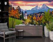 3D Hotel Inn Motel Hostel Resort Manor Scenery Mountains Wall Mural Wallpaper 24