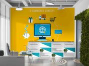 3D Office Business  Worldwide E Commerce Concept Wall Mural Wallpaper 1