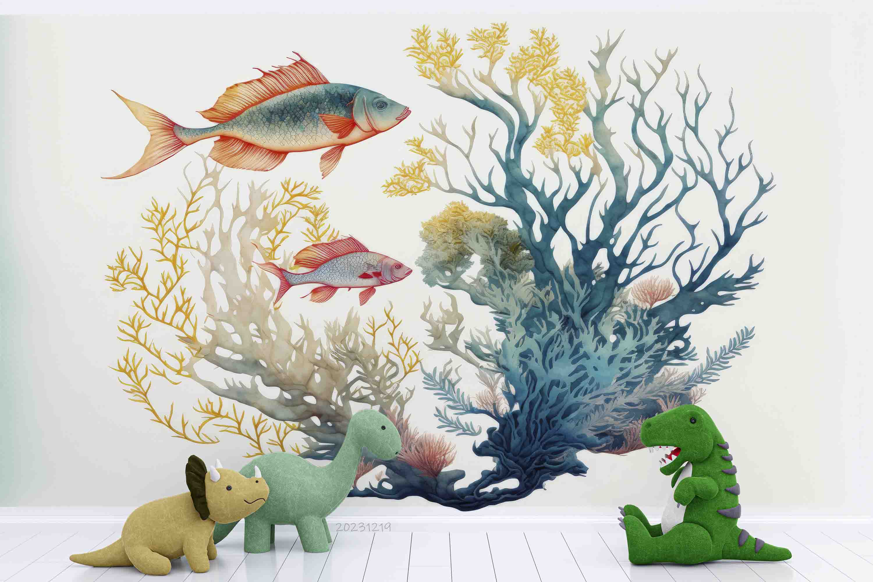 3D Animal Coral Sea Fish Wall Mural Wallpaper YXL 26