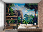 3D Tree Stone Floral Elephant Wall Mural Wallpaper YXL 720
