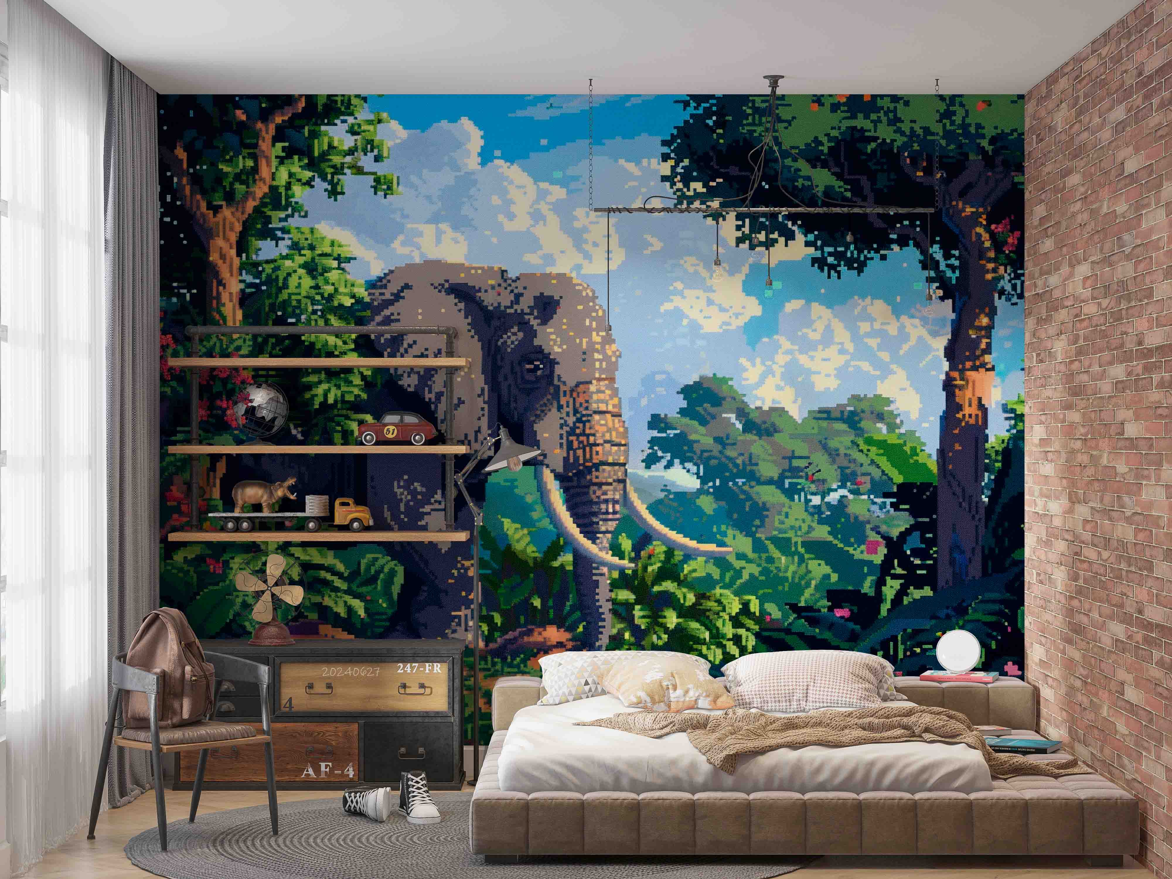 3D Tree Stone Floral Elephant Wall Mural Wallpaper YXL 720