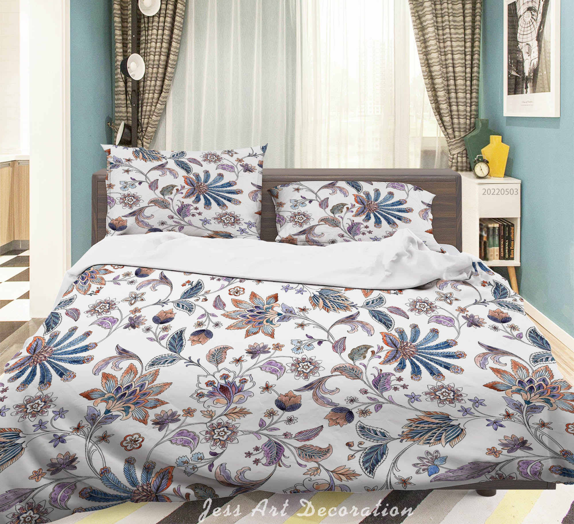 3D Floral Leaf Relief Quilt Cover Set Bedding Set Duvet Cover Pillowcase 523