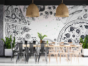 3D Restaurant Snack Bar Diner Fast Food Pizza Wall Mural Wallpaper 52