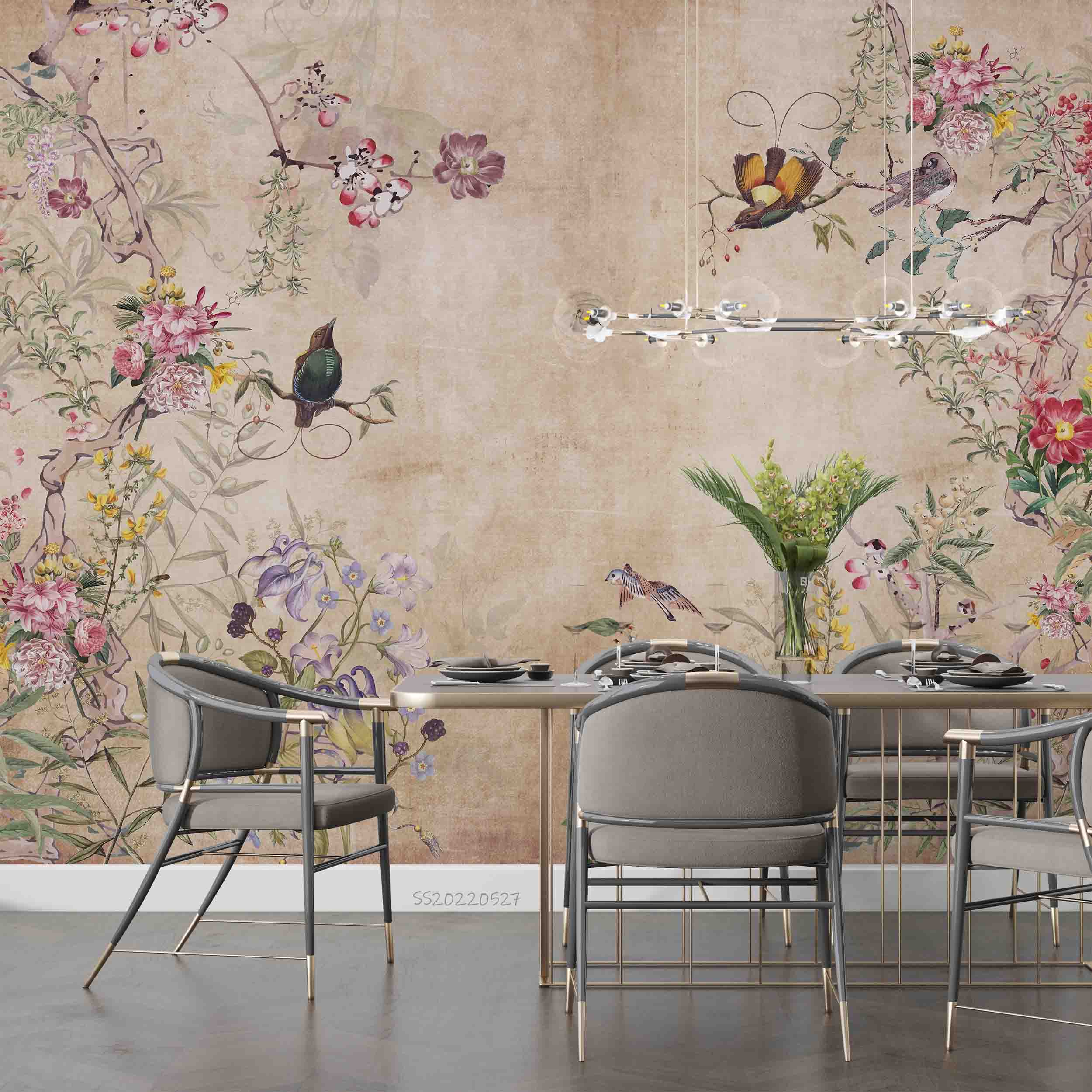 3D Vintage Branches Colorful Floral Wall Mural Wallpaper GD 4138- Jess Art Decoration