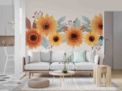 3D Beautiful Watercolor Sunflower Border Wall Mural Wallpaper GD 3398- Jess Art Decoration