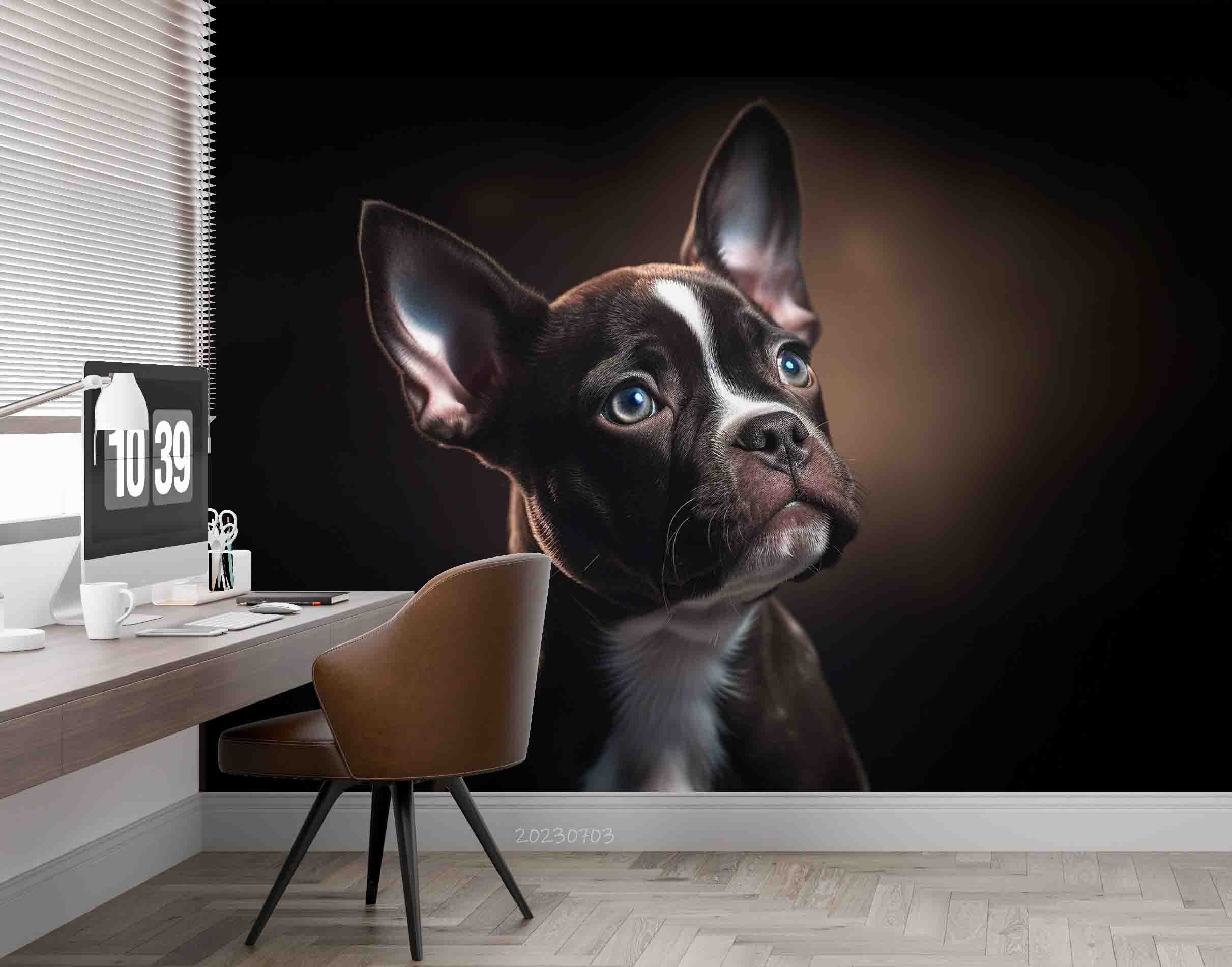 3D Animal Dog Black Wall Mural Wallpaper YXL 1865