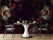 3D Black Floral Leaves Bouquet Dark Background Wallpaper Wall Mural Wall Decor Wall Art Wall Sticker Remoable Wallpaper