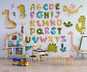 3D Childcare Nursery School Cartoon Kids Animals Letters Dinosaur Wall Mural Wallpaper JN 70