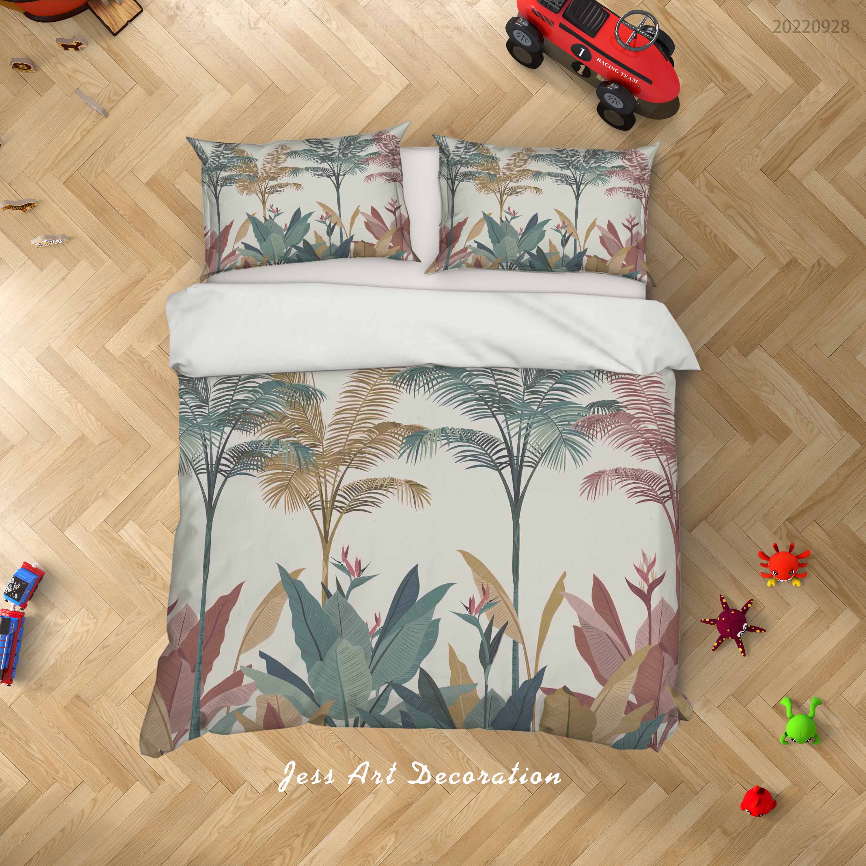 3D Tree Leaf White Quilt Cover Set Bedding Set Duvet Cover Pillowcase 344