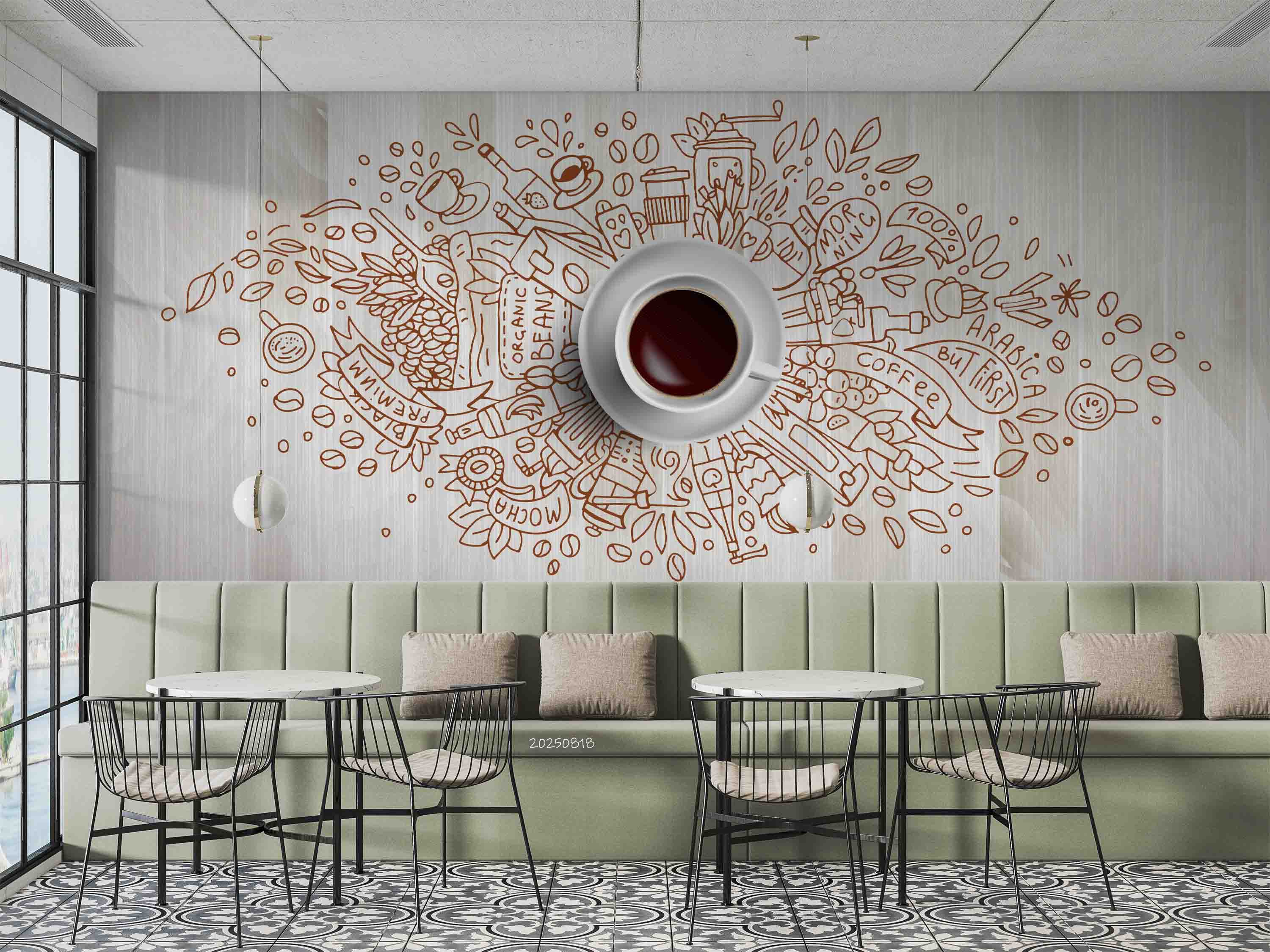 3D Restaurant Snack Bar Coffee Shop Wall Mural Wallpaper 32