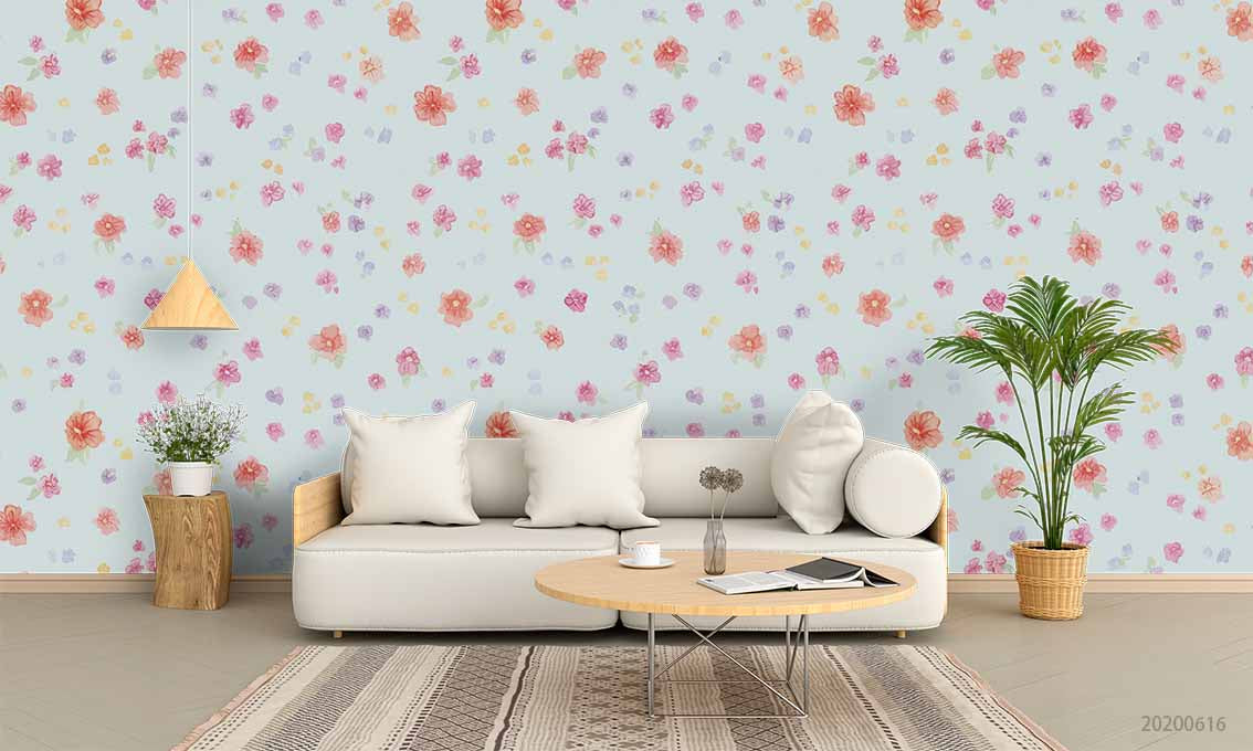 3D Floral Heronsbill Blue Wall Mural Wallpaper YXL 2268