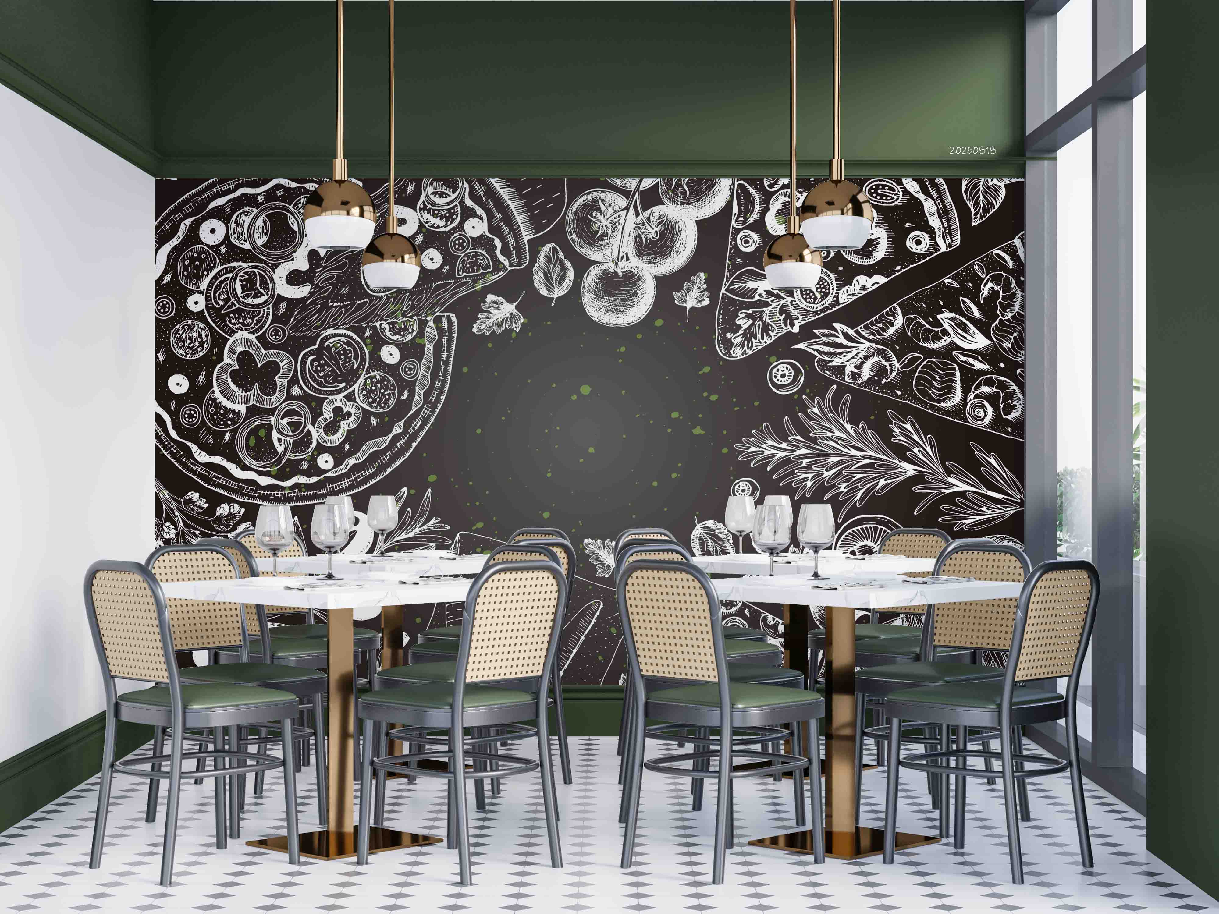 3D Restaurant Snack Bar Diner Fast Food Pizza Wall Mural Wallpaper 53