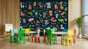 3D Childcare Nursery School Cartoon Animals Kids Letters Wall Mural Wallpaper JN 52