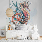 3D Animal Sea Horse Rudder Coral Dot Wall Mural Wallpaper YXL 38
