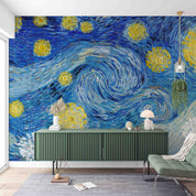 3D Oil Painting Starry Sky Sun Ripple Blue Wall Mural Wallpaper YXL 149
