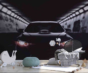 3D Black Sports Car Tunnel Wallpaper Wall Mural Wall Decor Wall Art Wall Sticker Remoable Wallpaper
