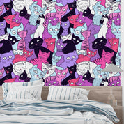 Abstract Graffiti Cute Cat Wallpaper urban graffiti wall mural for teen room, studio or feature wall - view 2